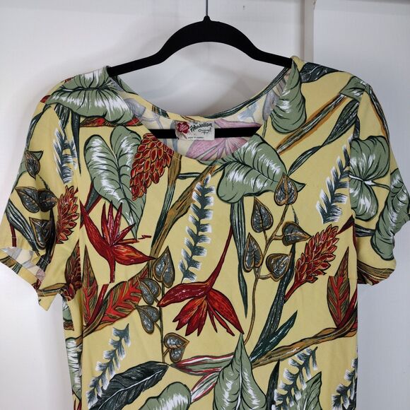 Hilo Hattie Hawaiian Floral Short Sleeve Maxi Dress Size XL Yellow Multicolor - Picture 2 of 9